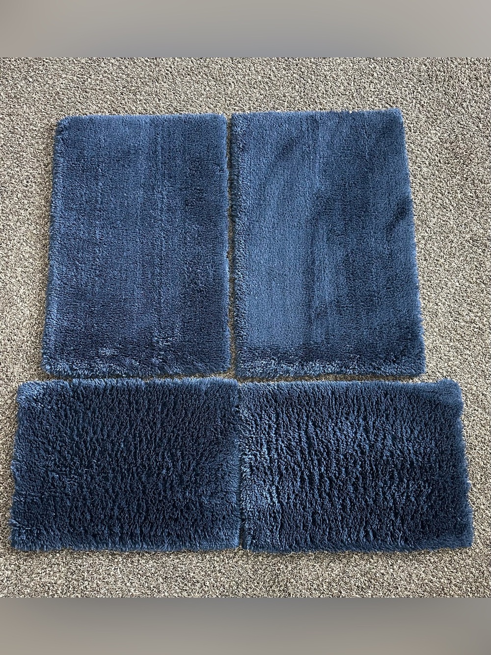 blue plush microfiber bathroom rugs - set of 4 (see photos for size)